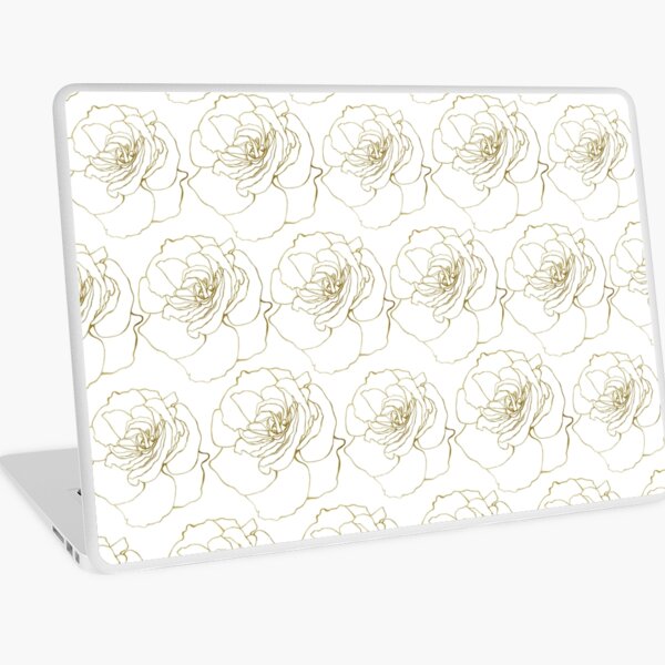 White & Gold Rose Pattern Laptop Skin