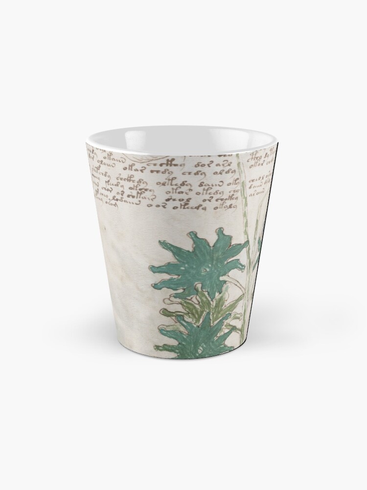 Alternate view of Voynich Manuscript. Illustrated codex hand-written in an unknown writing system Mug