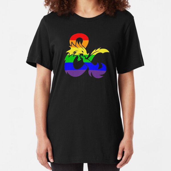 LGBTQ+ Pride Flag - Dungeons and Dragons Slim Fit T-Shirt