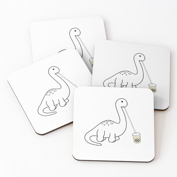 Item preview, Brontosaurus Dinosaur Drinking Boba Milk Tea  designed and sold by bobalogy.