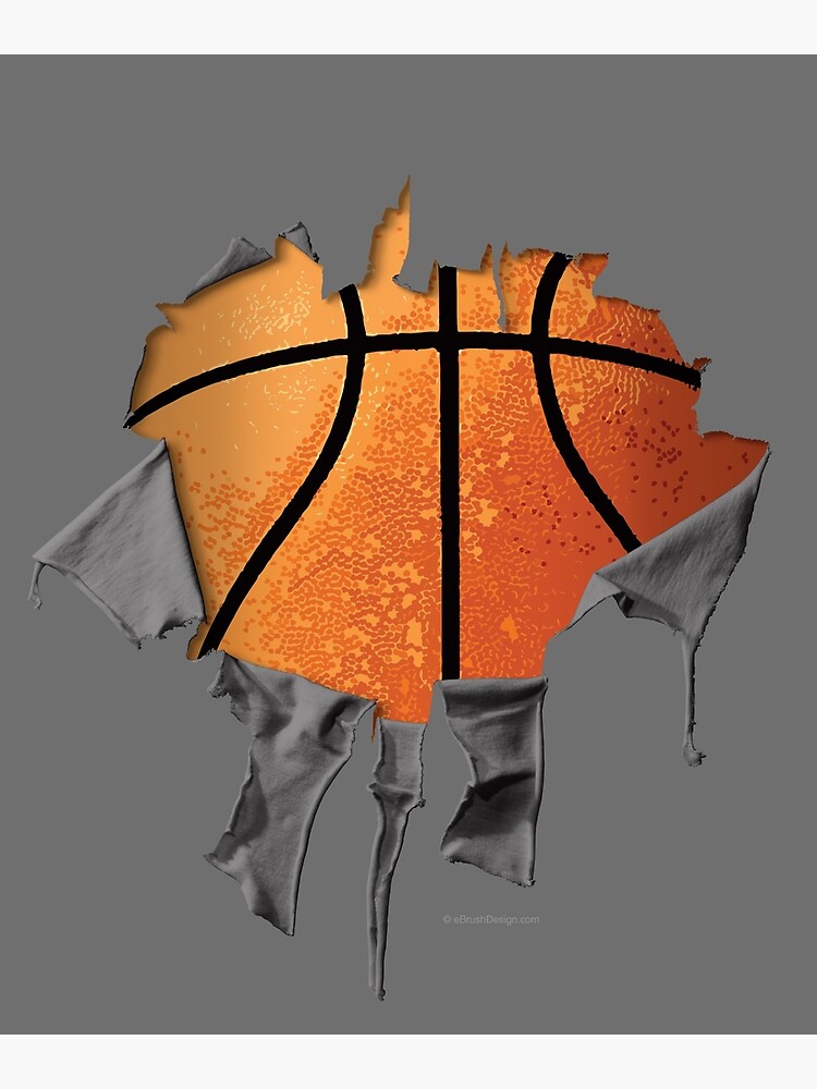 "Shredded, Ripped and Torn Basketball" Art Print by eBrushDesign