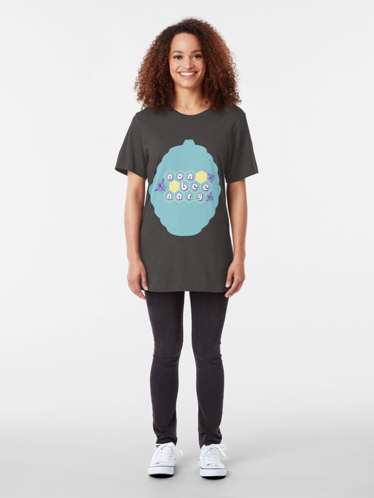 Alternate view of Non-beenary bee hive design Slim Fit T-Shirt