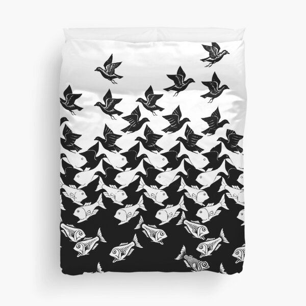 Fish and Birds Art Deco Tessellation Duvet Cover