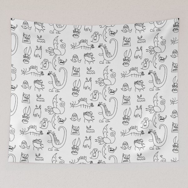 Item preview, Halloween Monsters & Dinosaurs Illustration Hand Drawn designed and sold by Teeleo.