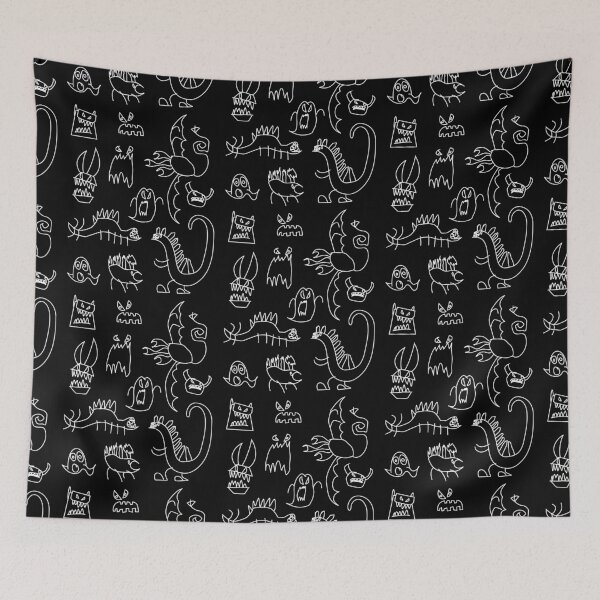 Item preview, Halloween Monsters & Dinosaurs Illustration Hand Drawn designed and sold by Teeleo.