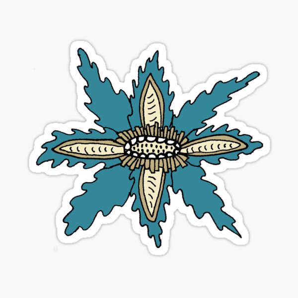 Turquoise Voynich Flowers Sticker