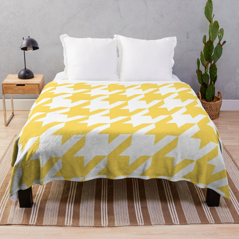 Beautiful Design Mustard Yellow And White Houndstooth Throw Blanket Bl-I058BRPV