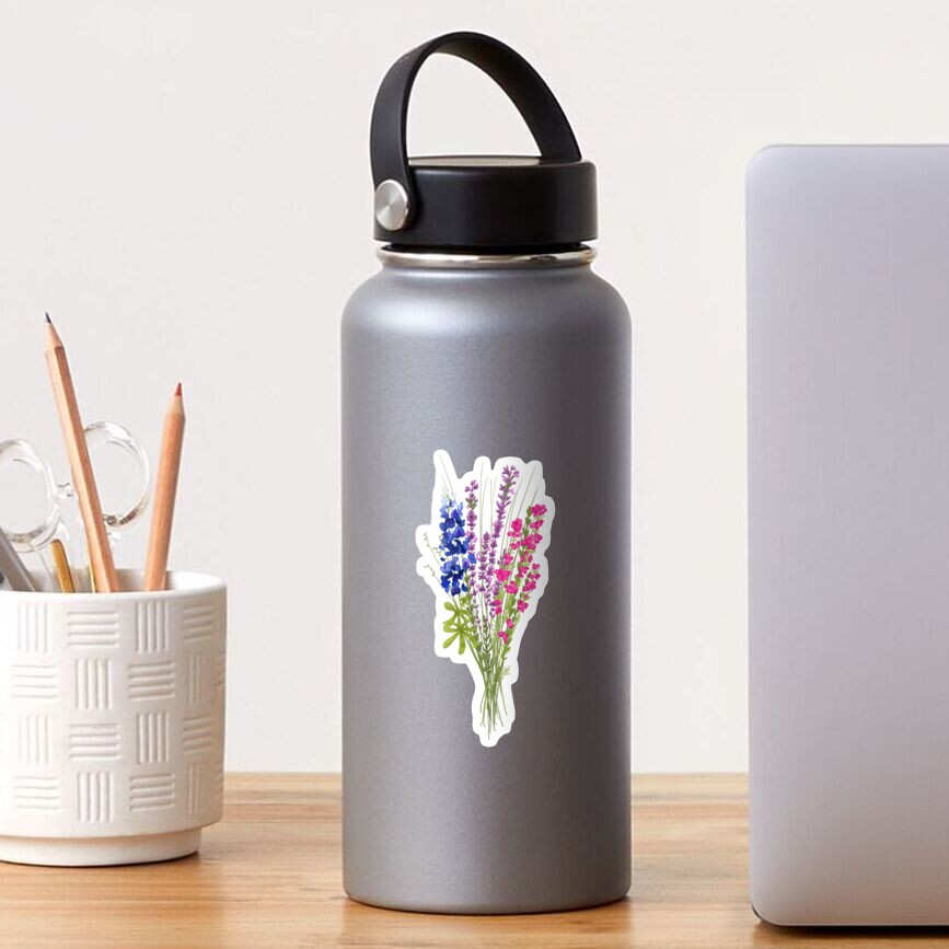 subtle bi pride flowers Sticker