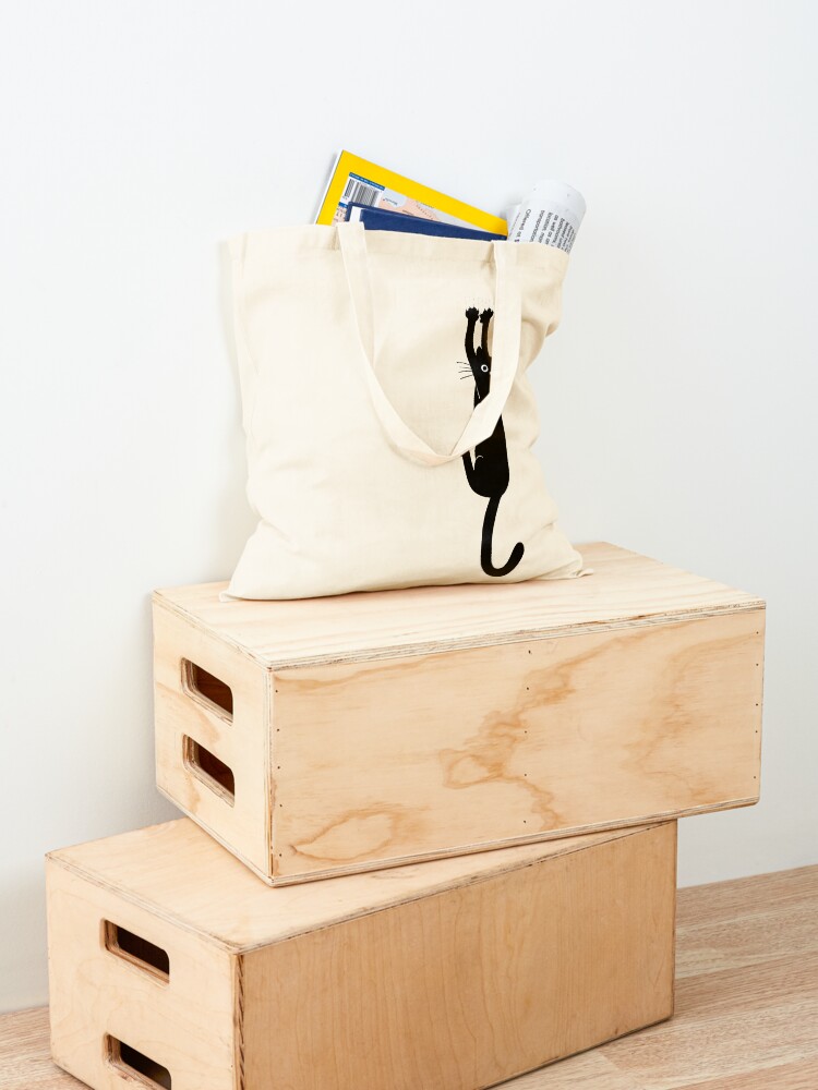 Alternate view of Black Cat Holding On Tote Bag
