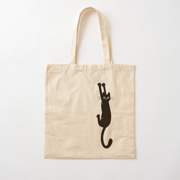 Black Cat Holding On Cotton Tote Bag