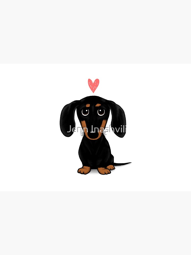 Black and Tan Dachshund with Heart, Cute Cartoon Wiener Dog Bath Mat for  Sale by Jenn Inashvili