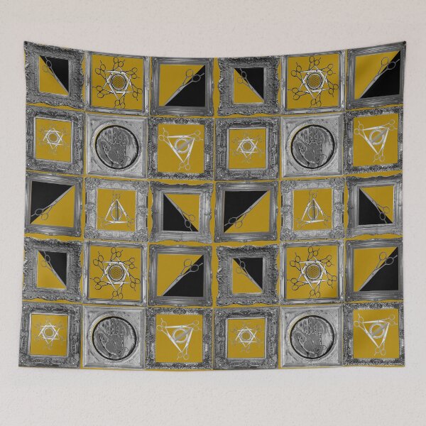 Item preview, Hair Pop Art quilt Greyscale on harvest gold  designed and sold by SaltCitySage.