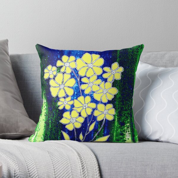 Flowers in Yellow Throw Pillow
