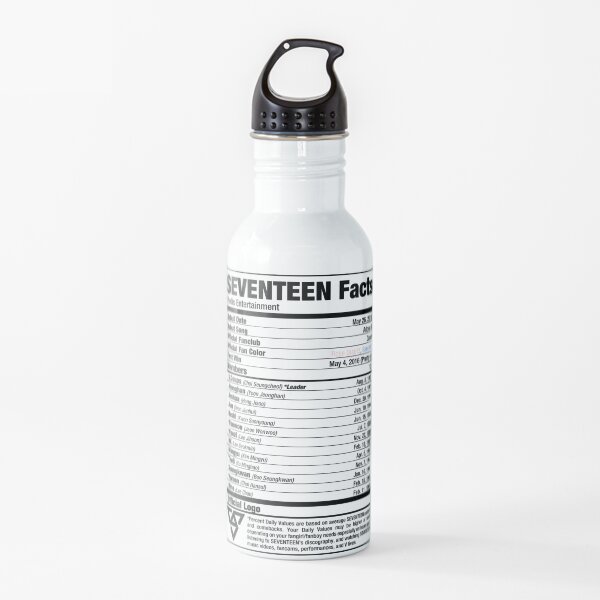 SEVENTEEN Kpop Nutritional Facts Water Bottle