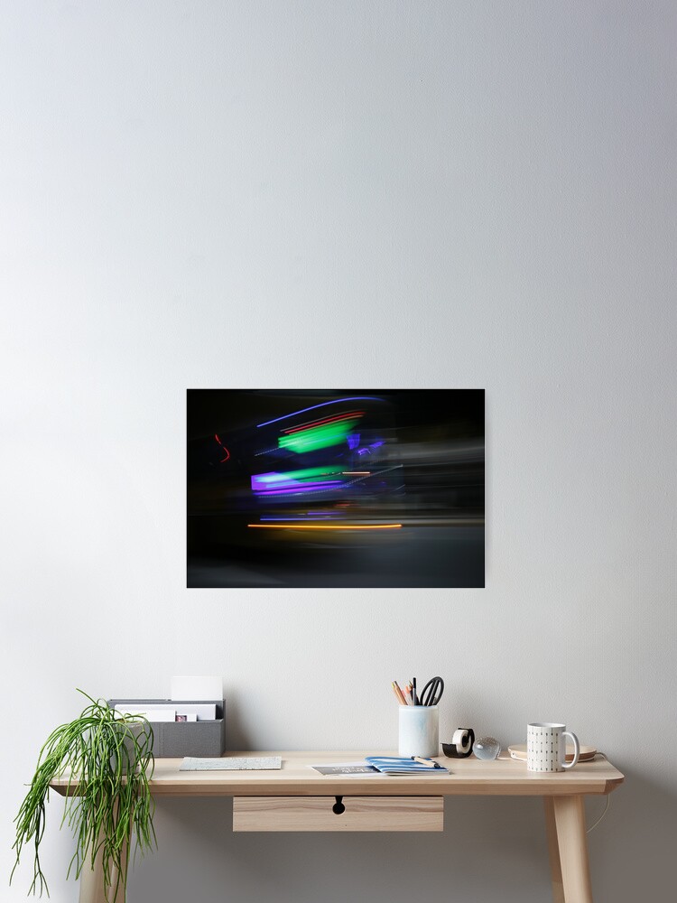 Thumbnail 2 of 3, Poster, Lumina Neon Shadows · Colored Lights In The Street Nite · Conceptual Abstract Photography designed and sold by natula.