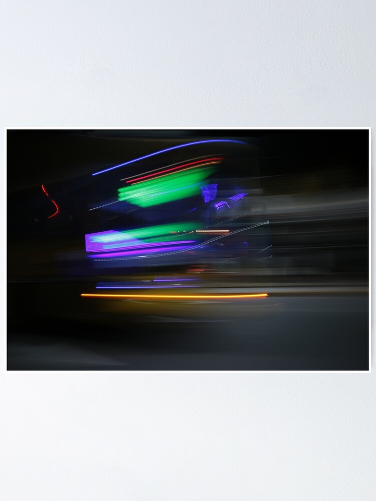 Thumbnail 1 of 3, Poster, Lumina Neon Shadows · Colored Lights In The Street Nite · Conceptual Abstract Photography designed and sold by natula.
