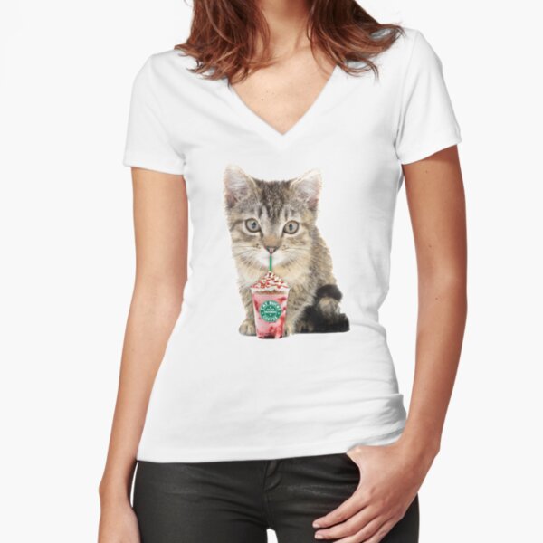 Sweet cat by Alice Monber Fitted V-Neck T-Shirt