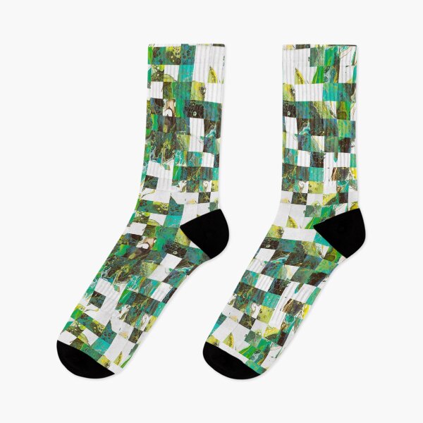 Item preview, Pixelated fluid painting in green and brown and white designed and sold by Marlene Wagenhofer.