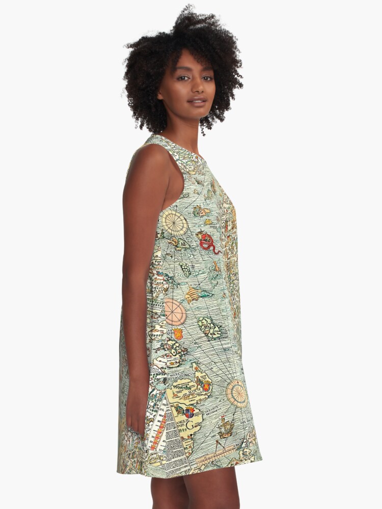 Alternate view of Ancient map A-Line Dress