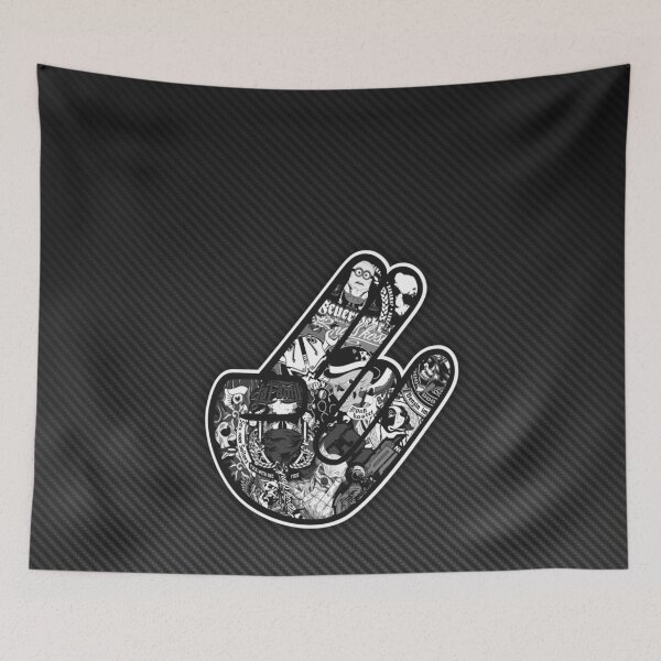 Item preview, Black White Shaka Hand Carbon Fiber Poster – Minimalist Hang Loose Art designed and sold by Road To Track.