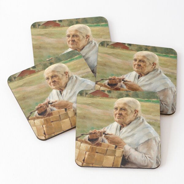 Item preview, Old Woman with a Splint Basket(Eukko pärekoreineen)-Albert Edelfelt designed and sold by LexBauer.