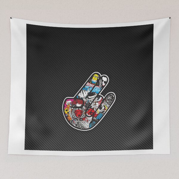 Item preview, Sticker Bomb White Shaka Hand Carbon Fiber Poster – Hang Loose Minimalist Art designed and sold by Road To Track.