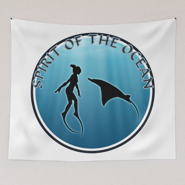 Item preview, Spirit of the Ocean - Free Diver and Manta Rays designed and sold by NicGrayGraphic.