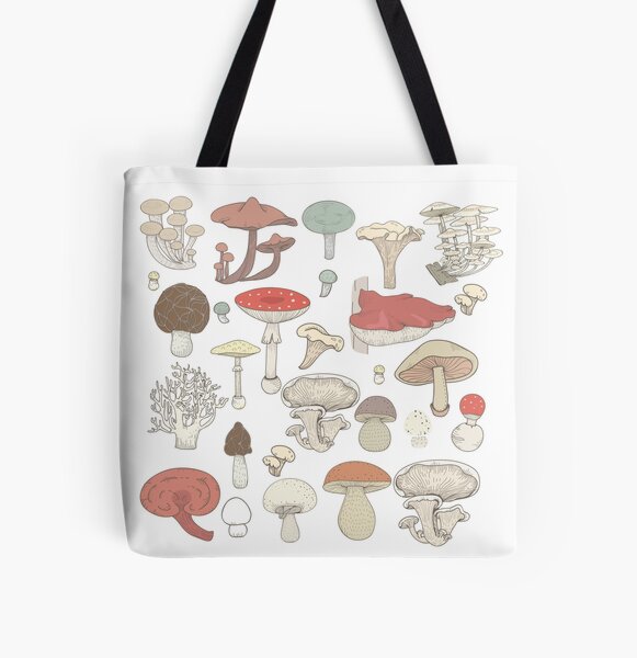Vintage Wild Mushroom Mycology All Over Print Tote Bag