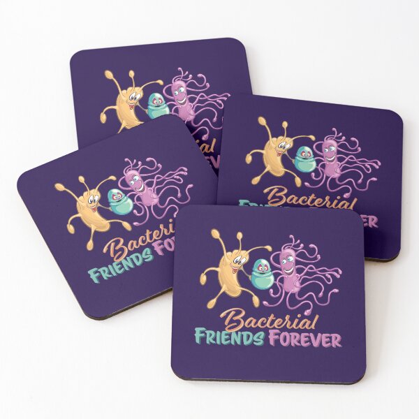 Item preview, Microbiology Funny Cartoon - Bacterial Friends Forever BFF with Retro Vintage Colors and Text designed and sold by Zit-Zat-Zot.