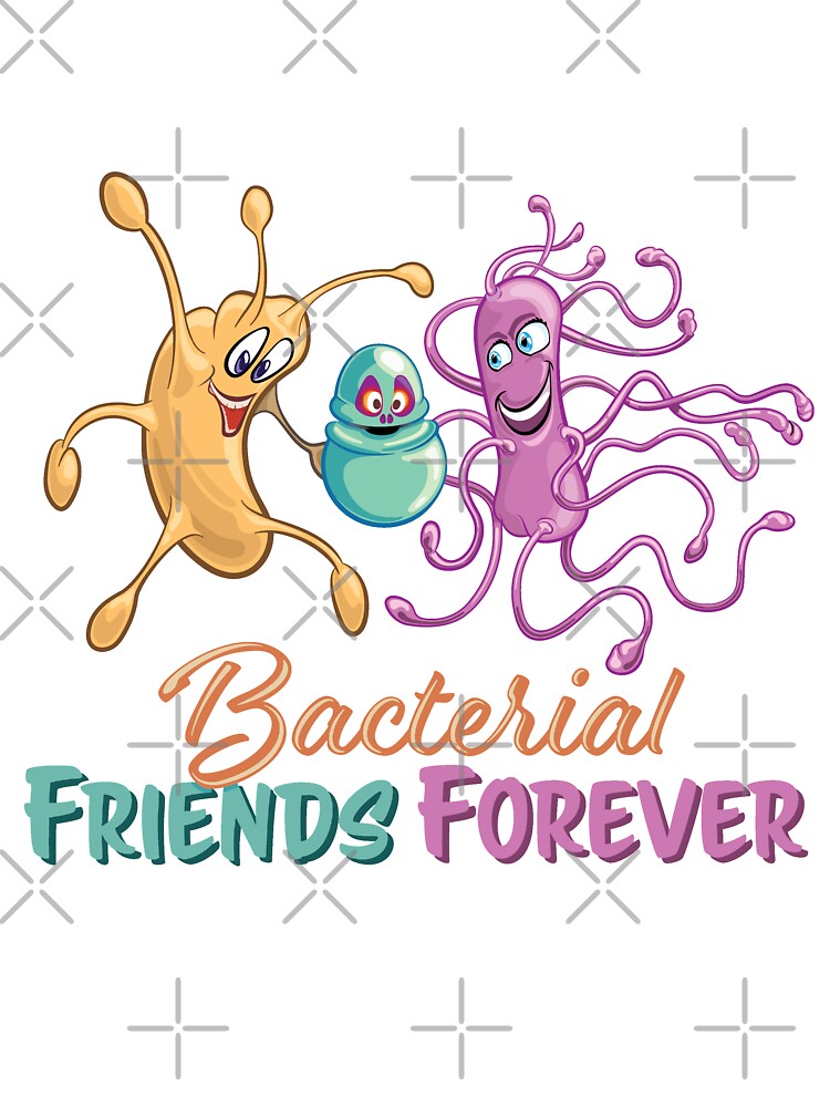 Microbiology Funny Cartoon - Bacterial Friends Forever BFF with Retro  Vintage Colors and Text