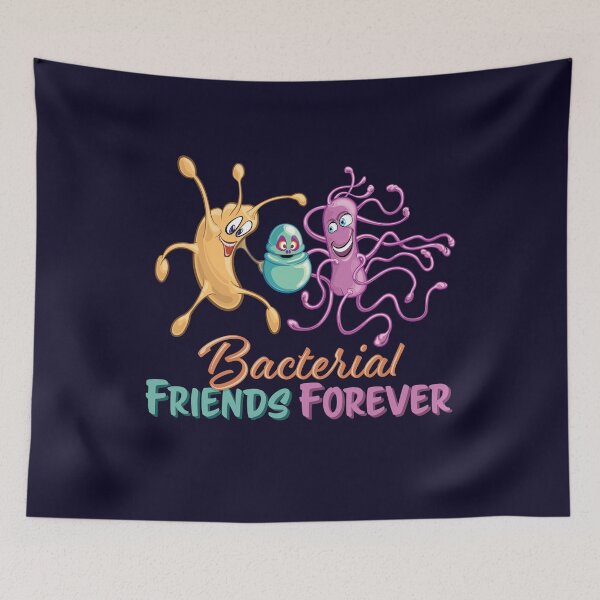 Item preview, Microbiology Funny Cartoon - Bacterial Friends Forever BFF with Retro Vintage Colors and Text designed and sold by Zit-Zat-Zot.
