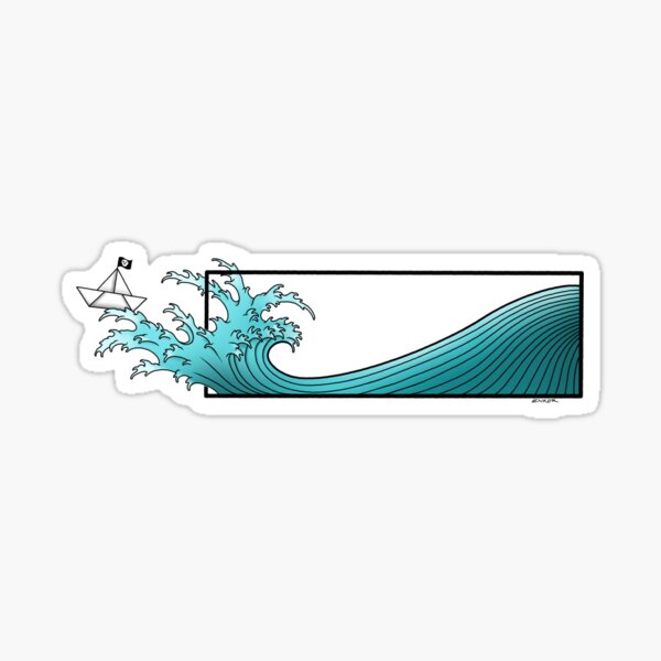 Bateau papier hors cadre fond noir Sticker