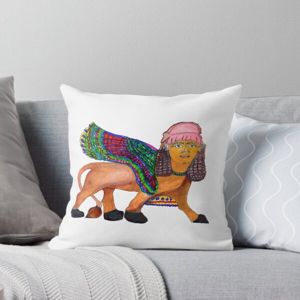 Item preview, mythological mesopotamian art style with imagination | triding sphinx of Nimrud watercolor painting designed and sold by KARTICK DUTTA.