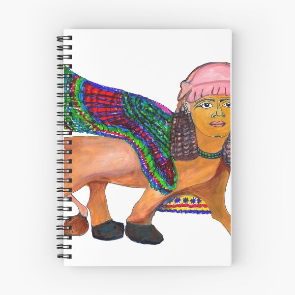 Item preview, mythological mesopotamian art style with imagination | triding sphinx of Nimrud watercolor painting designed and sold by KARTICK DUTTA.