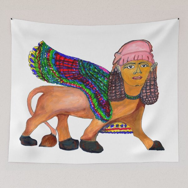 Item preview, Striding sphinx of Nimrud - Egyptian influence | ancient art style designed and sold by KARTICK DUTTA.