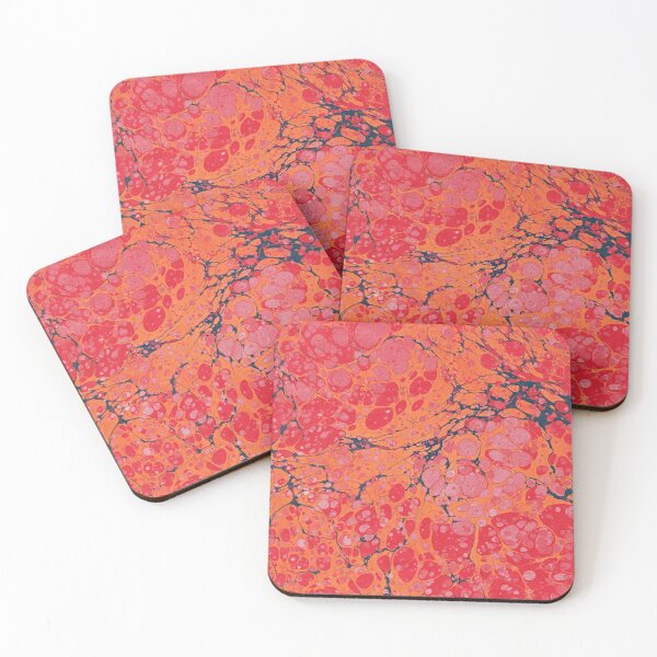 Item preview, Orange red handmarbled paper designed and sold by kittyvdheuvel.