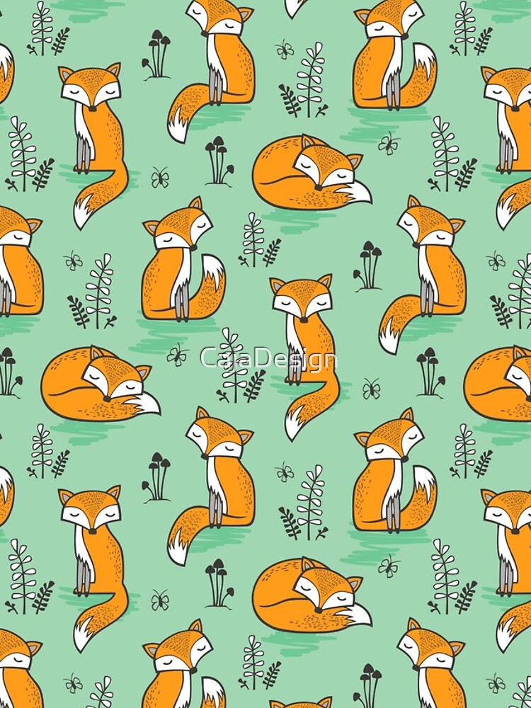 Dreamy Fox in Green by CajaDesign