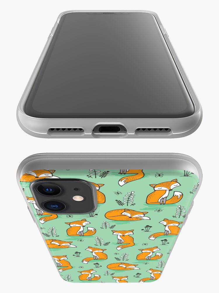 Alternate view of Dreamy Fox in Green iPhone Case & Cover