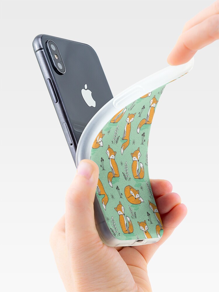 Alternate view of Dreamy Fox in Green iPhone Case & Cover