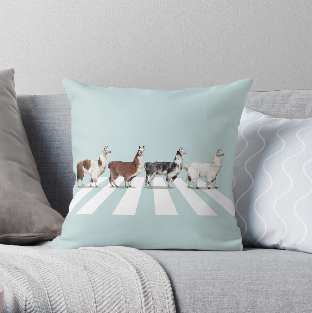 Llama The Abbey Road #1 Throw Pillow