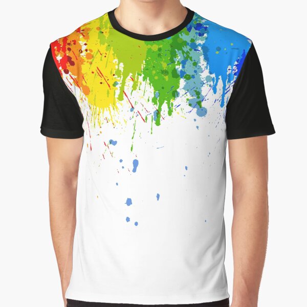 men paint drip print skinny shirt