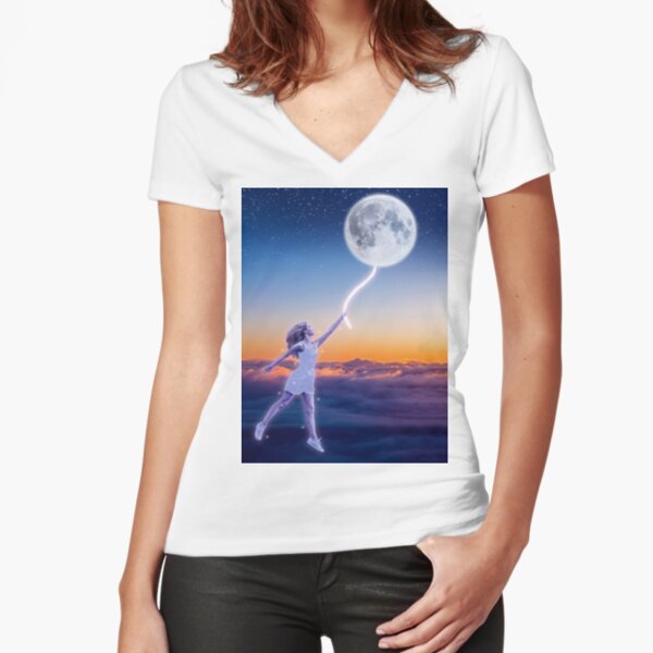 Girl with a balloon Fitted V-Neck T-Shirt