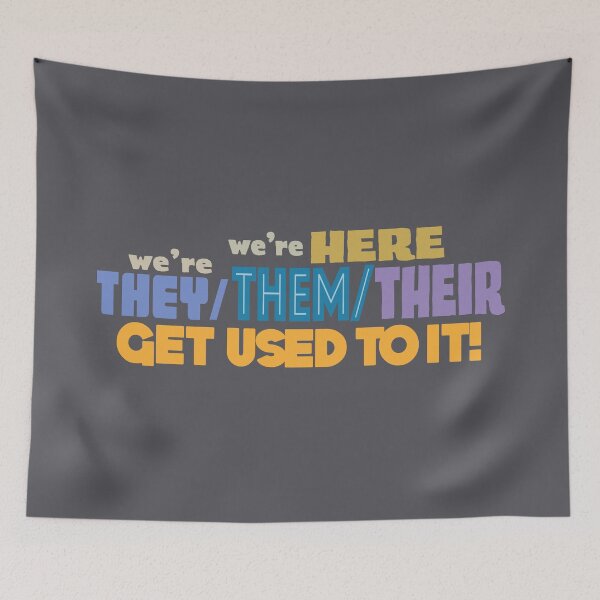 Item preview, We're Here, We're They/Them/Their designed and sold by idrawhumans.