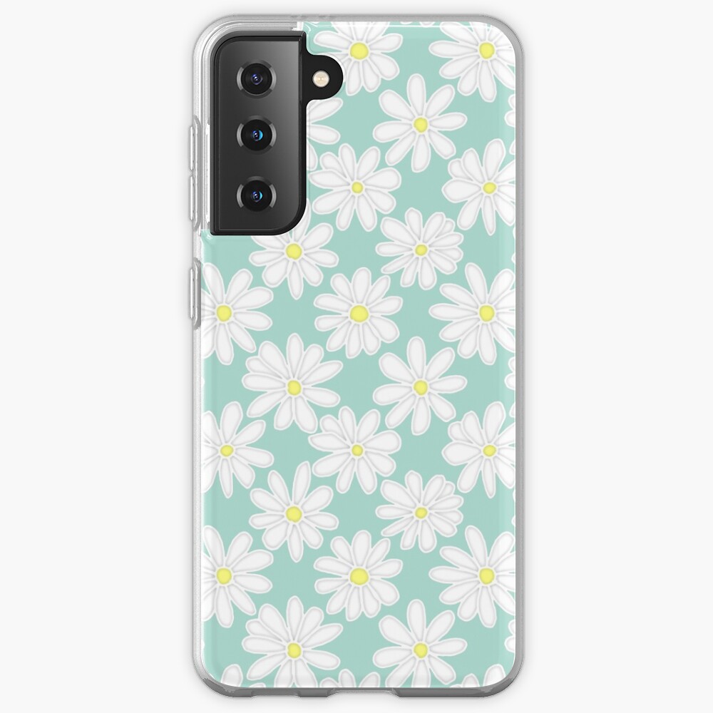 Bright Happy Daisies on Mint Samsung Galaxy Phone Case
