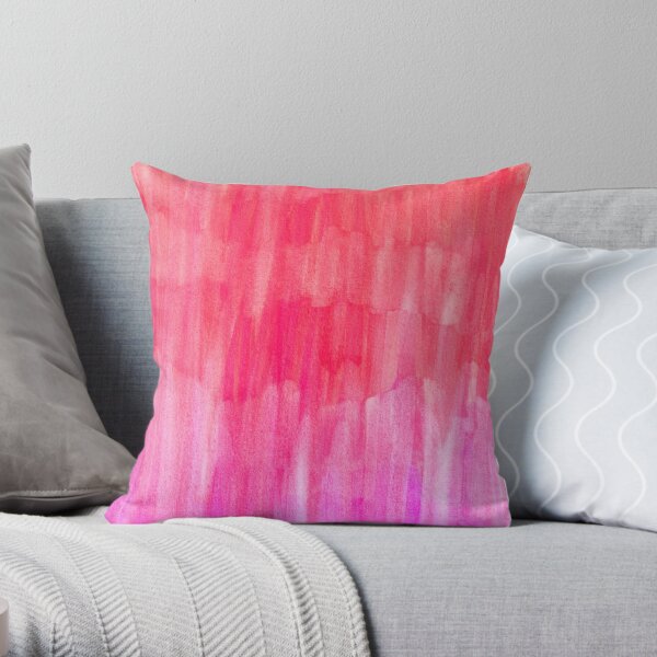Hot Pink, Melon & Magenta Watercolor Abstract Throw Pillow