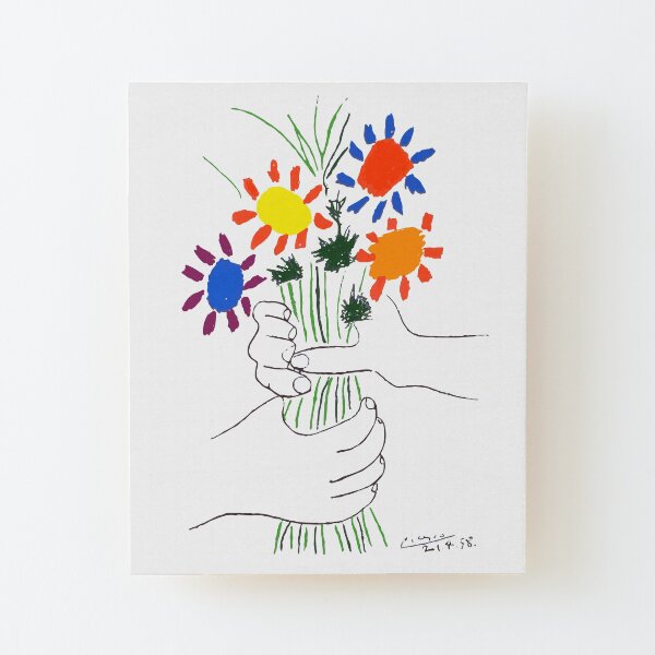 Pablo Picasso Bouquet Of Peace 1958 (Flowers Bouquet With Hands) or Le Bouquet de la Amitié (friendship) Wood Mounted Print