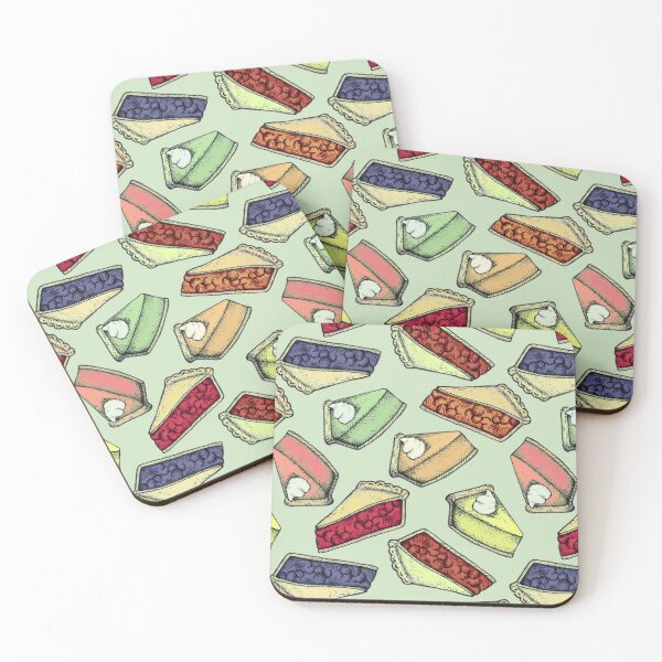 Item preview, Easy As Pie - cute illustrations of pie on sage green  designed and sold by Perrin Le Feuvre.