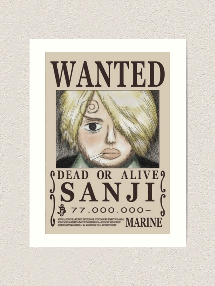 Sanji First Wanted Poster Art Print By Dumontbast Redbubble
