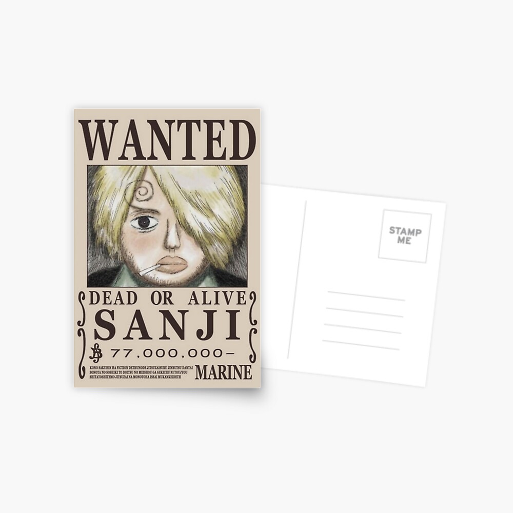 Sanji First Wanted Poster Postcard By Dumontbast Redbubble