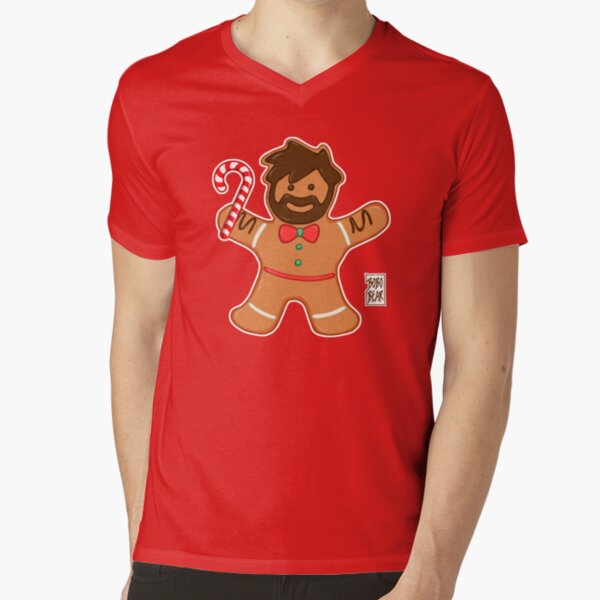 GINGERBREAD BEAR V-Neck T-Shirt